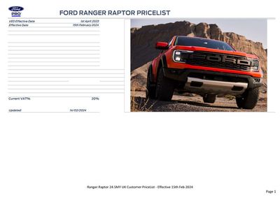 Cars, Motorcycles & Spares offers in Leeds | FORD RANGER RAPTOR in Ford | 01/03/2024 - 31/08/2024