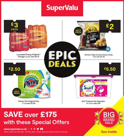 Supermarkets offers in Banbridge | Epic Deals  in SuperValu | 15/04/2024 - 04/05/2024