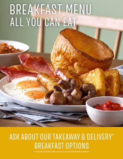 Restaurants offers in Stoke Gifford | Breakfast Menu in Toby Carvery | 30/04/2024 - 31/07/2024