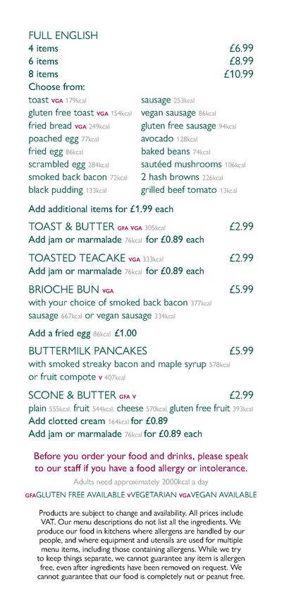 Squires Garden Centres catalogue in Kingston upon Thames | Breakfast Menu | 17/05/2024 - 31/08/2024