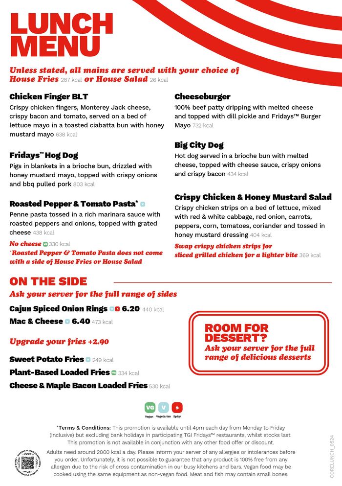 T.G.I. Friday's catalogue | Lunch Menu | 04/06/2024 - 31/10/2024