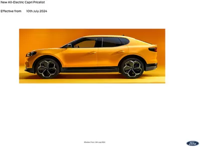 Cars, Motorcycles & Spares offers in Rotherham | New All-Electric Capri in Ford | 19/07/2024 - 31/12/2024