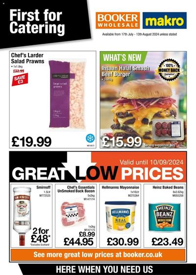Supermarkets offers in Greenwich | First For Catering in Booker Wholesale | 23/07/2024 - 13/08/2024
