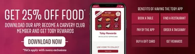 Restaurants offers in Harrow | Get 25% Off  in Toby Carvery | 16/10/2024 - 30/10/2024