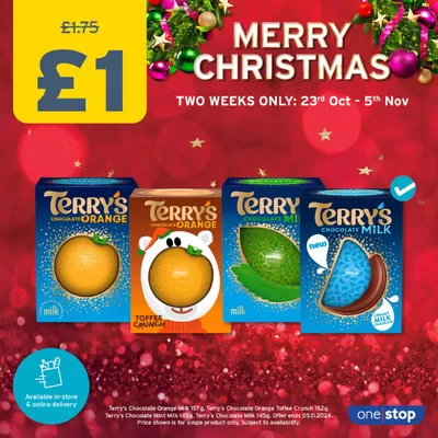 Supermarkets offers in Wigston | Merry Christmas in One Stop | 04/11/2024 - 05/11/2024