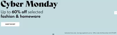 Department Stores offers in Wakefield | Cyber Monday  in The Hut | 02/12/2024 - 03/12/2024