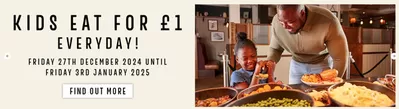 Restaurants offers in Barnsley | Kids Eat For £1 in Toby Carvery | 27/12/2024 - 03/01/2025