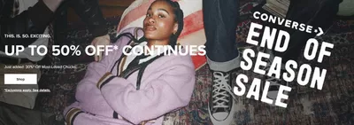 Clothes, Shoes & Accessories offers in Royston | Up To 50% Off in Converse | 09/01/2025 - 23/01/2025