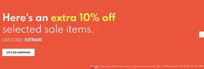 Department Stores offers in Sheffield | Extra 10% Off  in The Hut | 17/01/2025 - 31/01/2025