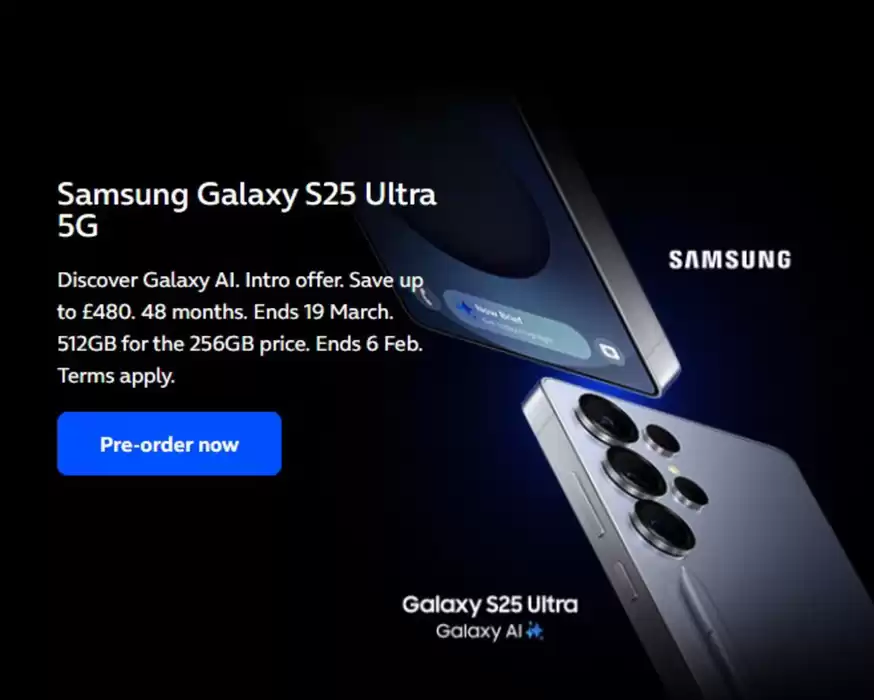 O2 catalogue in Carlisle | Samsung Galaxy S25 5G Intro Offer | 23/01/2025 - 19/03/2025