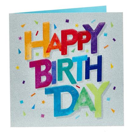 Birthday Card - Rainbow Text offers at £1.29 in Card Factory