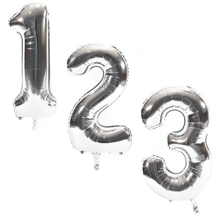 Silver Giant Number Helium Balloons 0-9 - INFLATED offers at £14.99 in Card Factory
