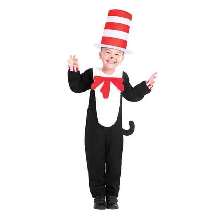 Official Cat in the Hat Jumpsuit Children's Fancy Dress Costume offers at £22.99 in Card Factory