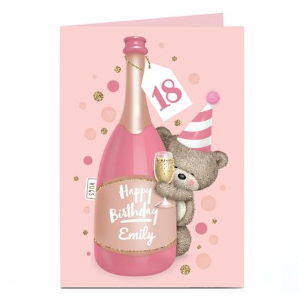 Personalised Hugs Bear Birthday Card - Pink Champagne, Editable Age offers at £1.79 in Card Factory