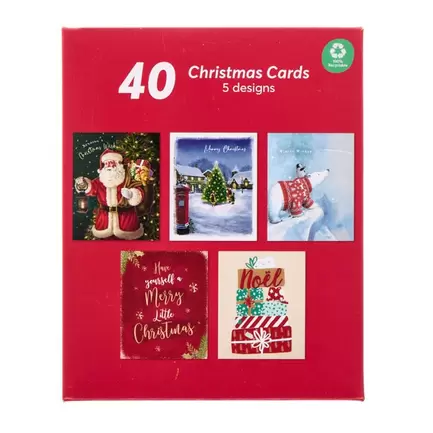 40 Assorted Value Christmas Cards - 5 Designs offers at £1.99 in Card Factory