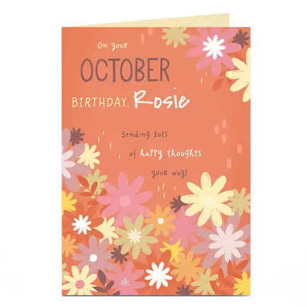 Personalised Birthday Card - October Happy Thoughts offers at £1.79 in Card Factory