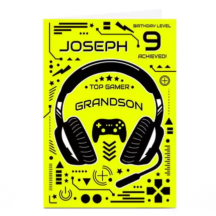 Personalised Birthday Card - Top Gamer Grandson, Any Age offers at £1.79 in Card Factory