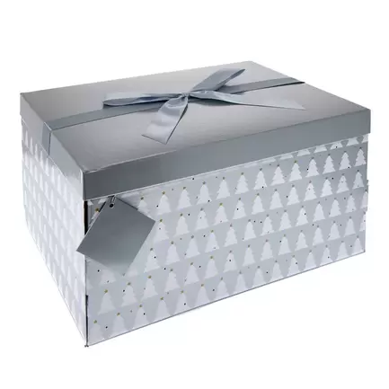 Silver & White Trees Flat-Pack Christmas Gift Box offers at £4.99 in Card Factory