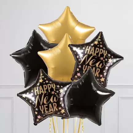 Happy New Year Satin Gold Stars Foil Balloon Bundle - DELIVERED INFLATED! offers at £42.95 in Card Factory