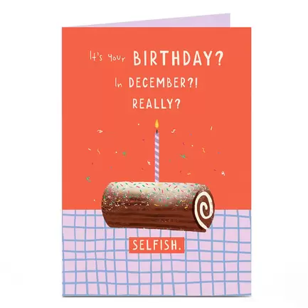 Personalised December Birthday Card - Chocolate Log offers at £1.79 in Card Factory