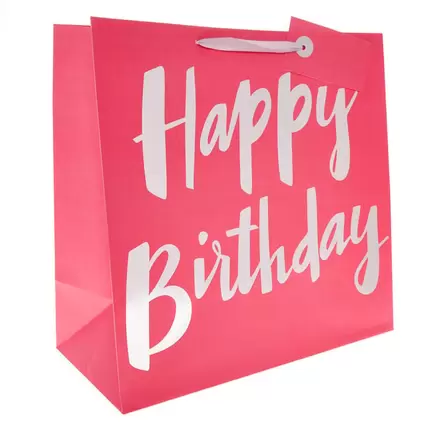 Pink Happy Birthday Giant Square Gift Bag offers at £1.99 in Card Factory