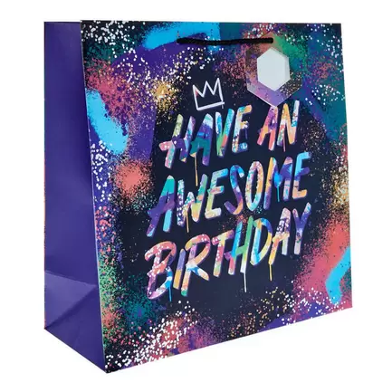 Awesome Birthday Graffiti Large Square Gift Bag offers at £1.99 in Card Factory