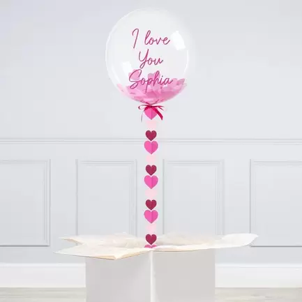 Personalised Pink Heart Confetti Bubble Balloon - Delivered Inflated! offers at £41.95 in Card Factory