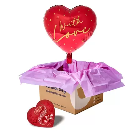 Red Heart With Love Balloon & Lindt Chocolate Heart Box - Delivered Inflated! offers at £19.99 in Card Factory