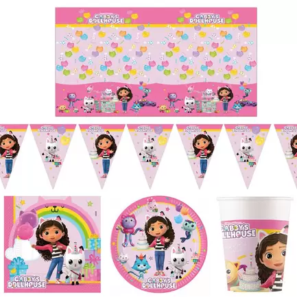 Gabby's Dollhouse Party Tableware & Decorations Bundle - 16 Guests offers at £19.99 in Card Factory