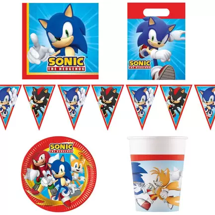 Sonic The Hedgehog Party Tableware & Decorations Bundle - 16 Guests offers at £19.99 in Card Factory