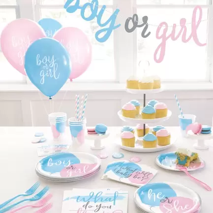 Gender Reveal Party Tableware & Decorations - 16 Guests offers at £12.99 in Card Factory