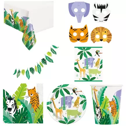 Animal Safari Party Tableware & Decorations - 16 Guests offers at £15.99 in Card Factory