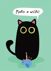 Funny Birthday Card - For Cat Lovers - Make A Wish! offers at £3.49 in Scribbler