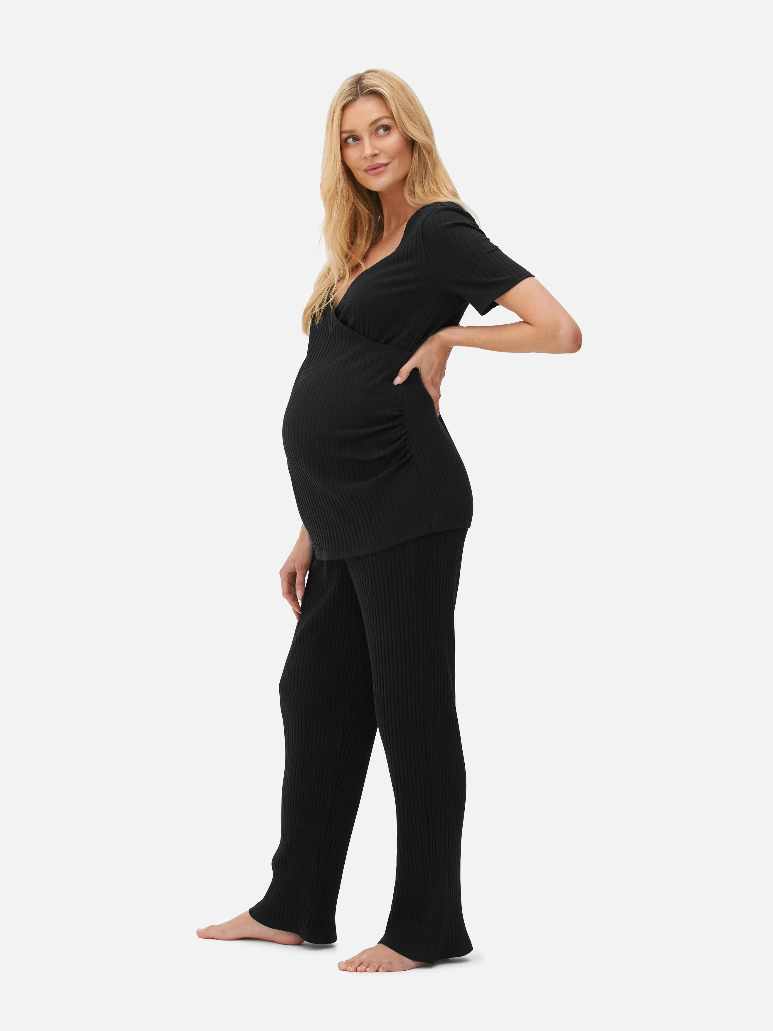 Maternity Ribbed Flare Trousers offers at £14 in Primark