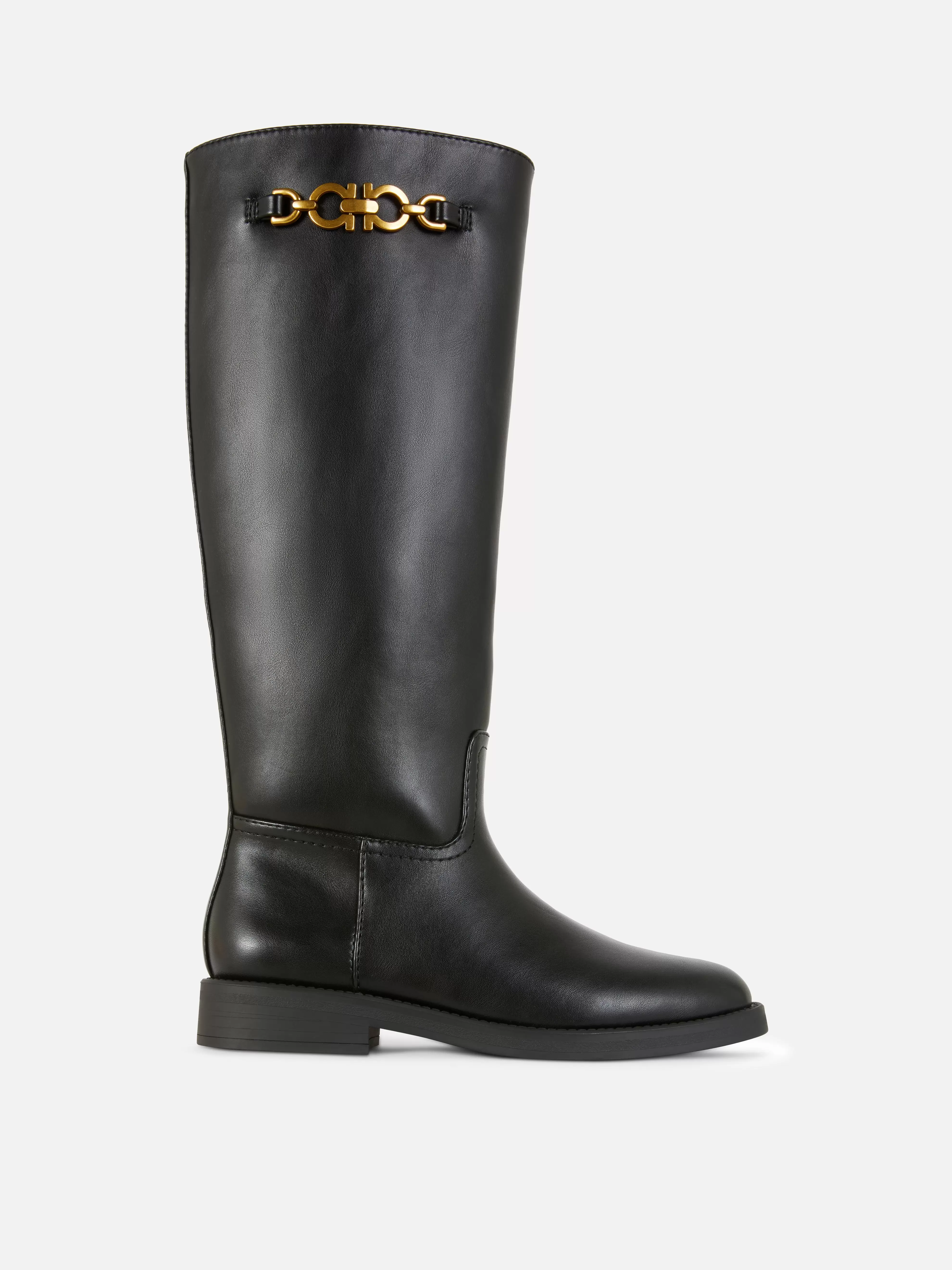 Wide Fit Chain Detail Riding Boots offers at £24 in Primark