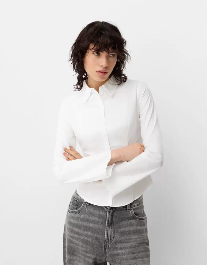 Fitted shirt with wide sleeves offers at £22.99 in Bershka