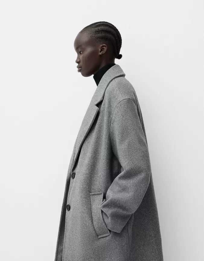 Long soft coat offers at £29.99 in Bershka