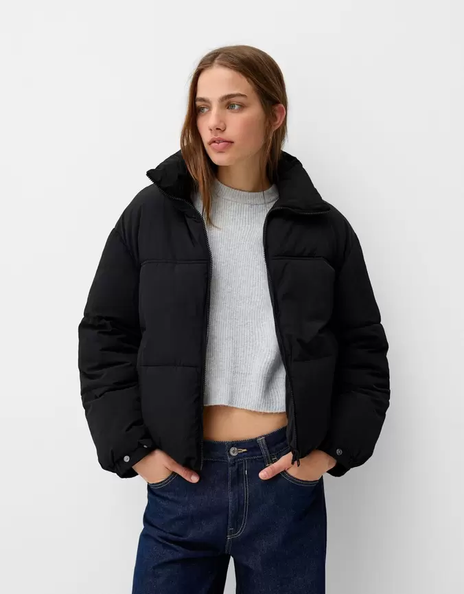 Puffer jacket offers at £35.99 in Bershka