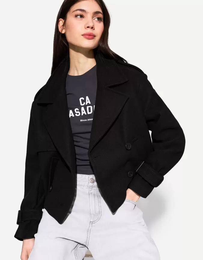 Short soft trench coat offers at £49.99 in Bershka