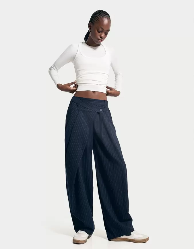 Tailored pinstripe trousers offers at £45.99 in Bershka