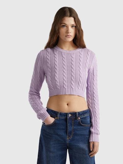 Cropped cable knit sweater offers at £29.95 in United Colors Of Benetton