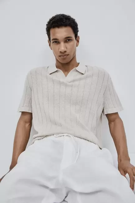 Regular Fit Rib-knit polo shirt offers at £27.99 in H&M