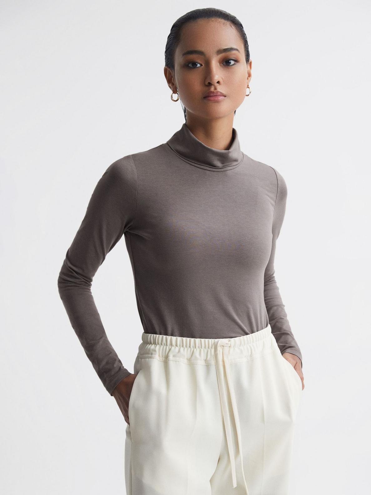 Reiss Piper Fitted Roll Neck Top offers at £38 in John Lewis