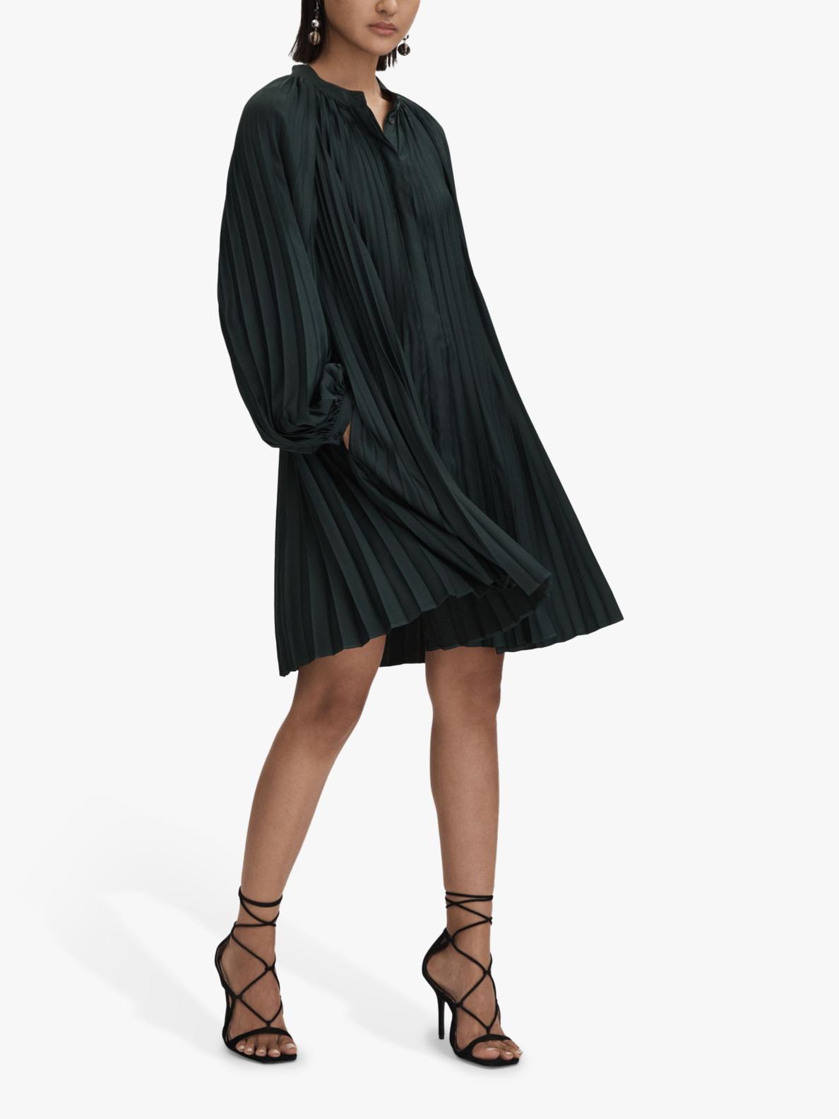 Reiss Trina Pleated Belted Flip Dress, Green offers at £98 in John Lewis