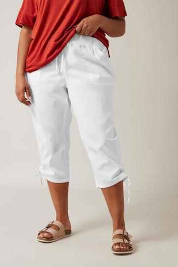 Evans White Cool Cotton Cropped Trousers offers at £15 in Evans