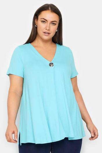 Evans Blue Button Front Swing Top offers at £15 in Evans