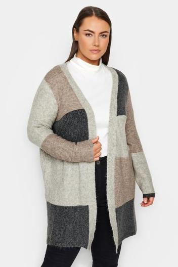 Evans Grey Colourblock Knitted Cardigan offers at £15 in Evans