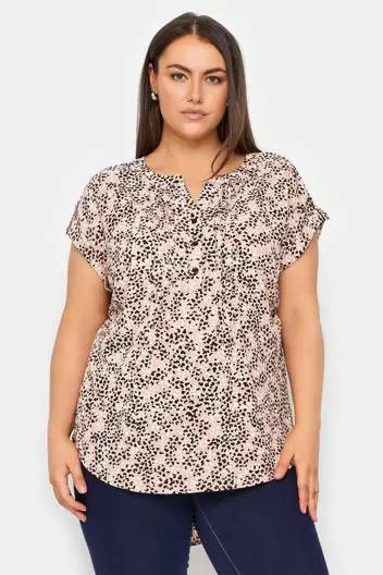 Evans Pink Button Pleat Print Top offers at £15 in Evans