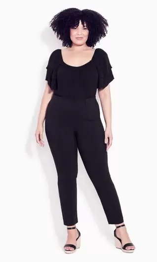 Evans Black Slim Leg Pintuck Detail Trousers offers at £10 in Evans