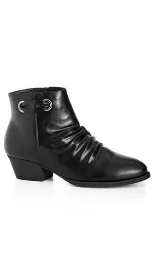 Evans Black Faux Leather Ruched Ankle Boots offers at £25 in Evans